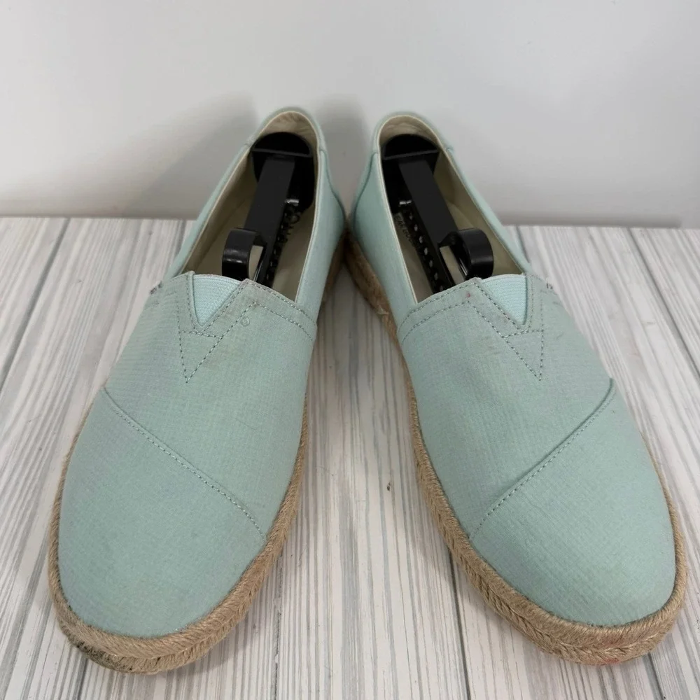 TOMS Alpargata Rope Espadrille Mint Green Textile Slip On Flats Womens Size 9.5